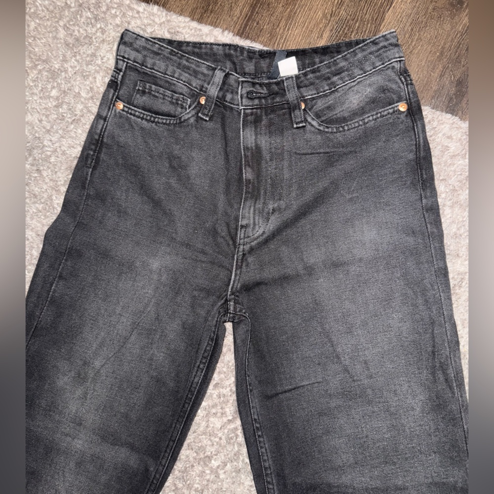 H&M Divided Gray Denim Jeans women, high rise wide leg